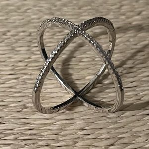 🟣PRE-LOVED STERLING SILVER CUBIC ZIRCONIA AUTHENTIC STYLE CIRCULAR DESIGN RING